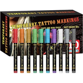 Marcadores Corporales Temporales: Bolígrafos Para Pintura Facial, Marcadores De Pintura Seguros Para La Piel, Juego De Dibujo De Tatuajes Temporales, Kit De Bolígrafos Para Arte Corporal