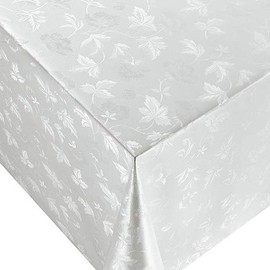 Oilcloth Tablecloth 110 cm x 140 cm Choice of Motif Washable (White Flowers 517 A)
