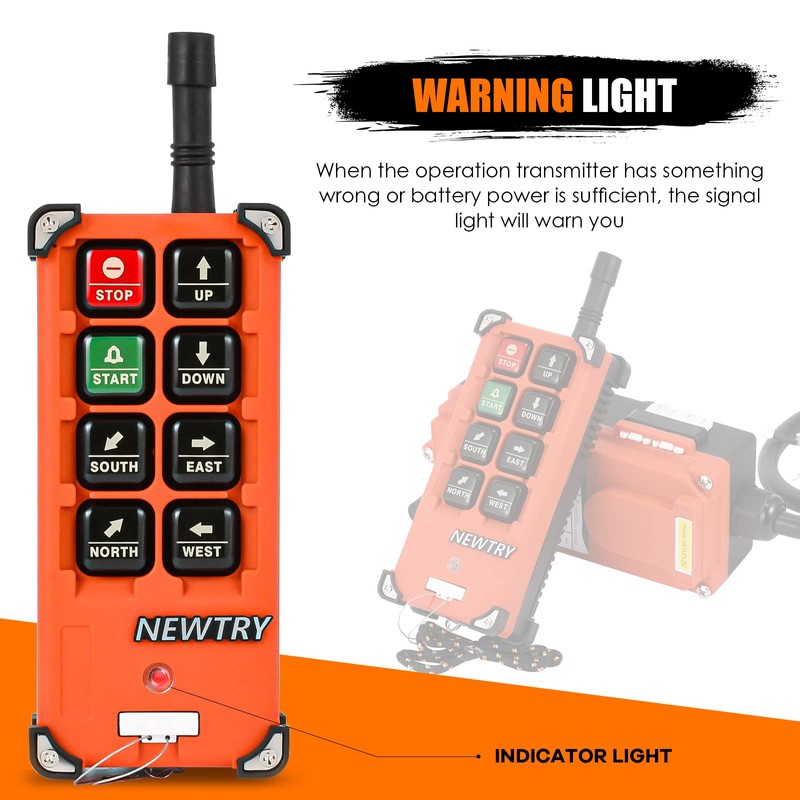 NEWTRY 8 Buttons Wireless Crane Remote Control 12V 2 Transmitters