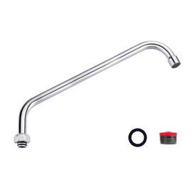 G3/4 Internal Thread Commercial Faucet Swivel Spout Replacement: 14“ Add-on Swing Nozzle Spout - Chrome Polished Spout Replacement Part For Commercial Kitchen Sink Faucet - 1.8gpm/ 2.2gpm Aerator