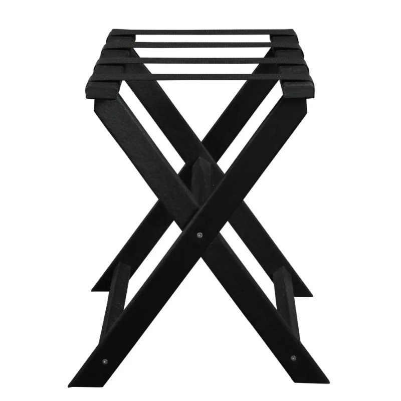 Homeroots Earth Friendly Black Folding Luggage Rack With Black Straps