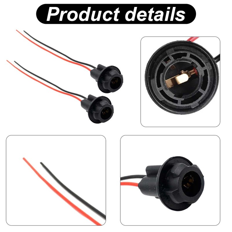 T10 W5W 194 Bulb Socket with Wire Pigtail, Pre-Wired Harness