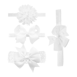 Pack of 4 Children's Headbands, Swallowtail Bow Headbands, Elastic Headbands, Baby Hair Bands and Headbands, Flower Hair Bands, Christening Baby Headbands