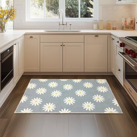 Door Mat Indoor Entrance 2x3 Floral Rug, Machine Washable Small Area Rug Non-Slip Low Pile Boho Carpet for Entryway, Kitchen, Bedroom, Bathroom, Nursery, Kids Room（Gray）