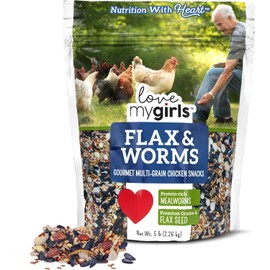 Love My Girls: Chicken Snacks - Flax & Worms - 5lb Bag - Global Harvest, Gourmet Multi-Grain Treats, Corn-Free, Nutritious & Protein Rich Mealworms