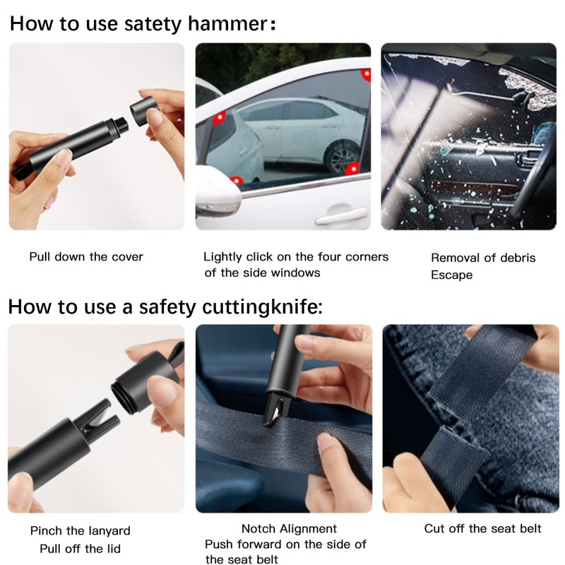 Katyjun 2 Stück Kompakter Tragbarer Nothammer Auto Essentials, Notfallhammer Auto