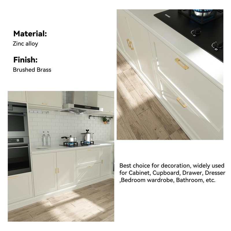 Haliwu 10 Pack Solid Zinc Alloy Cabinet Handles Brushed Gold