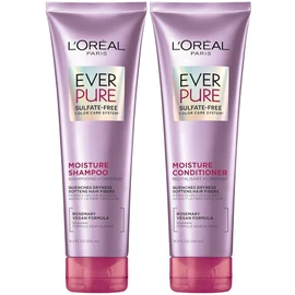 L'Oréal Paris 로레알 파리 모이스처 설페이트 프리 샴푸 및 컨디셔너 세트, 로즈마리 식물성 염색 모발을 위한 헤어 케어, 에버퓨어, 1 키트 [White] L'Oreal Paris Moisture Sulfate Free Shampoo and Conditioner Set, Hair Care for Rosemary Plant-Dyed Hair, EverPure, 1 Kit [White]