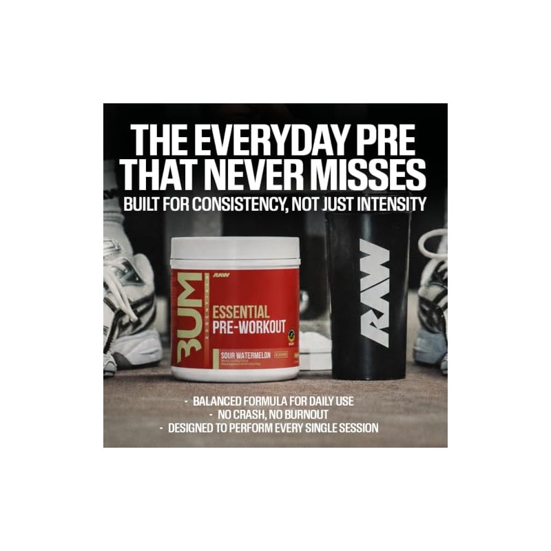 Raw Cbum Essential Pre Workout Pre Entrenamiento 30 Servicios Sabor