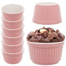 KADAX Soufflé Moulds Set, 6 Pieces, Diameter 9 cm, Crème Brulee Bowls, Small Ceramic Oven Cases for Creme Brulee, Souffle & Ragout Fin (Pink)