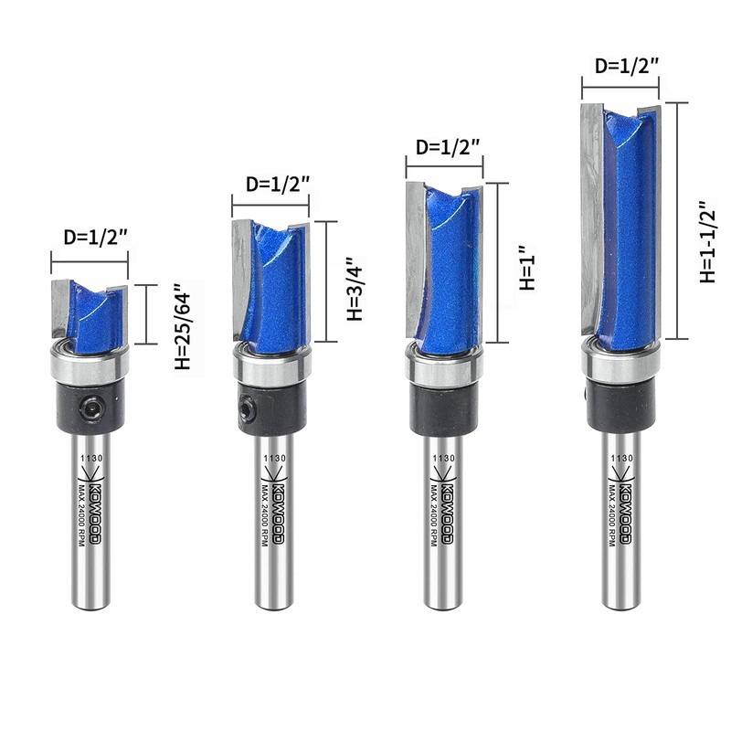Professional Pattern Flush Trim Router Bits 1/4 Inch Shank, C3