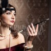 Grupo Carnavallia Kit Charleston Accesorios Diadema Pluma Negra Collar Pipa