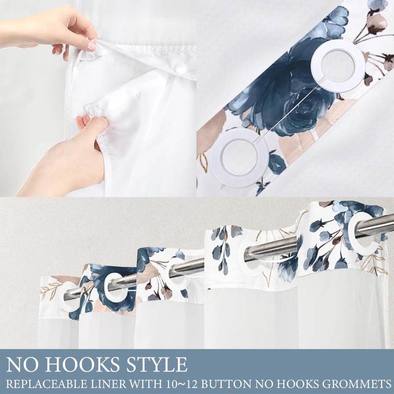 Tititex No Hooks Snap in Liner Rustic Navy Blue Floral