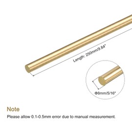 MECCANIXITY Brass Round Rod, 8mm x 250mm, Pack of 1
