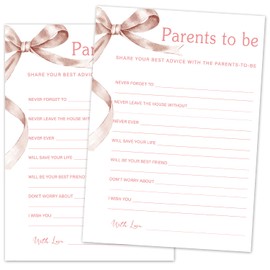 Parents to Be - Baby Shower Game Set, 30 Pink Bow Baby Shower Game Cards, Game Cards for Baby Announcement Gender Reveal, Baby Shower Party & Activities Supplies -P17