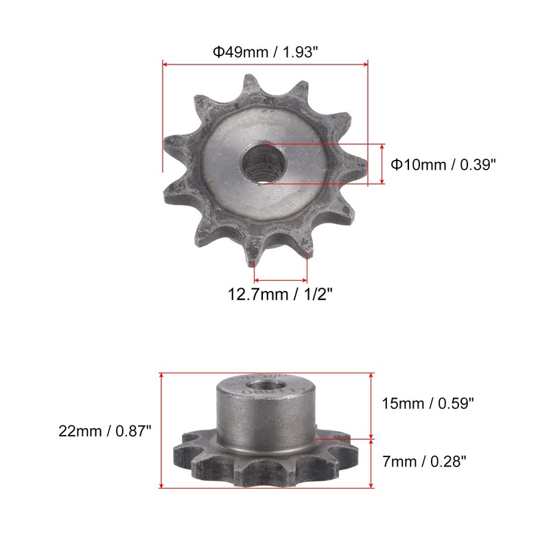 sourcing map 11 Teeth Sprocket Type B 10 mm Bore