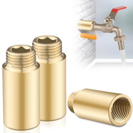 Tap Extension 1/2 Inch 50 mm Pack of 2 Brass Tap Extension Thread Extension Fitting Extension Brass for Drinking Water and Heating Installation (50 mm)