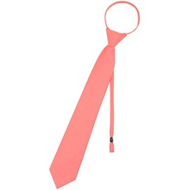 Vesuvio Napoli PreTied Men's Necktie Solid CORAL PINK Color Mens Zipper Neck Tie