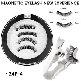 Natural Magnetic Eyelashes with Applicator - Reusable Magnetic Eyelashes Natural Look False Eyelashes without Eyeliner Best Magnetic Lashes No Glue with Clamp for Beginners (Magnetic Lashes-03)