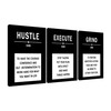 QYHART 3 Pieces Inspirational Canvas Wall Art Execute Hustle Grind