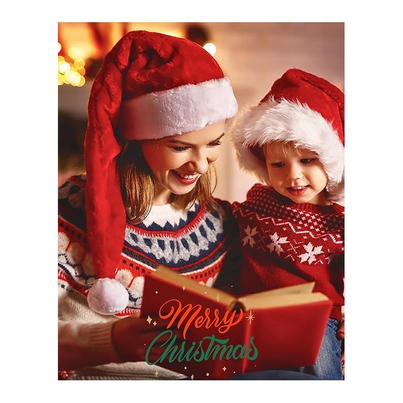 BleSky Long Christmas Santa Hat Adults Deluxe Plush Long Xmas