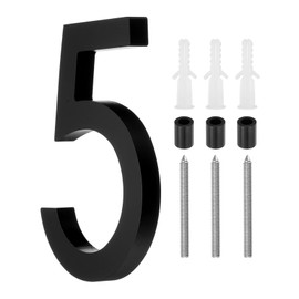 sourcing map 5 Inch Modern House Number, Acrylic Floating House Number for Outside Address Sign for House with Nail Kit for Mailbox Yard Home Front Door (Number 5, Matte Black)