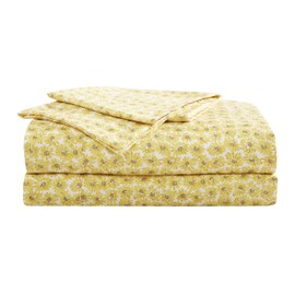 Betsey Johnson - King Sheet Set, Soft & Lightweight Bedding, Fade & Wrinkle Resistant (Sunflower Field Yellow, King)