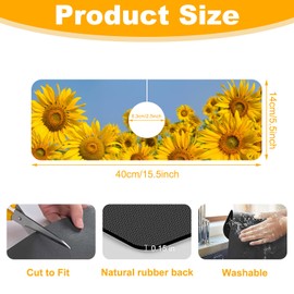 2 Pack Sunflower Field Sink Faucet Absorbing Mat Sunflowers Blooming Super Absorbent Fast Drying Mat Sink Gadgets Behind Faucet Sinkmat for Kitchen Bathroom, 15.5"x5.5"