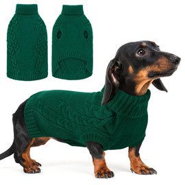 AOFITEE Small Dog Sweater, Dog Christmas Sweater for Small Dogs, Warm Puppy Sweaters with Turtleneck, Solid Color Pet Sweatshirt Knitwear Fall Winter, Pullover Clothes for Yorkie, Shih Tzu, Green S