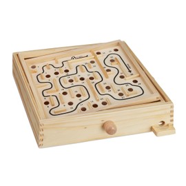 Relaxdays 10023502 XL, Natur Holz Labyrinth Spiel, mit 2 Kugeln, Geschicklichkeitsspiel, Balancespiel, ab 3 Jahren, Brettspiel