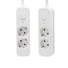 Power Strip 2 Sockets with Switch, 1.5 m Cable, White,