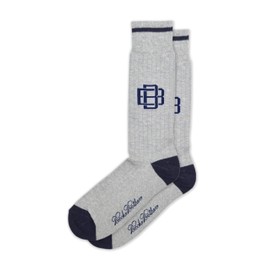 Brooks Brothers Men's Made in Italy Heavyweight Cotton Blend Casual Crew Socks, (US Shoe Size 7.5-12, 210271 Heather Grey/Navy)