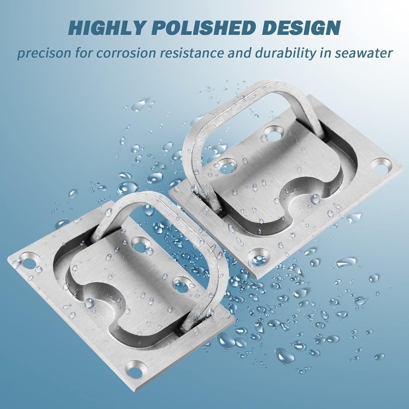 316 Stainless Steel Recessed Flush-Mount Ring Pull Handle with Mounting