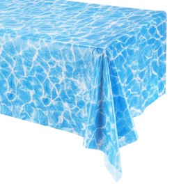 sourcing map Ocean Tablecloth, 54x108 Inch Ocean Waves Water Pool Party Under the Sea Reusable Rectangle Table Cloth Cover for Beach Themed Party Shower Supplies Dark Blue