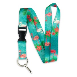 Limeloot Colorful Lanyard for Keys, ID Badges, and Accessories - Premium Lanyard with Quick Release Buckle and Flat Ring., Flamingo, Standard
