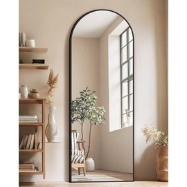 PIUDOC 58"x19"Floor Mirror Full Length,Arched Full Length Mirror with Stand,Full Body Mirror,Hanging or Large Leaning for Bedroom Living Room Black