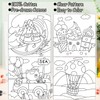 BriCabel 4 Pcs Kids Pre Drawn Canvas to Paint, 8 x 8 Inch Canvas Painting Kits with 12 Acrylic Paint Sets and 2 Brushes, Pre Sketched Canvas Set for Painting for Girls Boys Beginner Artists (Vacation)