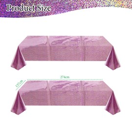 SINGOMON 2PCS Pink Iridescence Table Cloth Pastel Pink Table Cloth Plastic Table Coths Rectangular Tablecloths Disposable Tablecloth Holographic Foil Table Cloth for Baby Shower Birthday Wedding