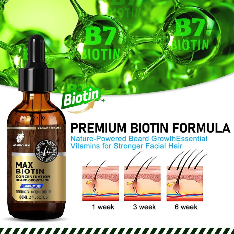 aokur Biotin Beard Oil for Men – Sandalwood Scented Beard