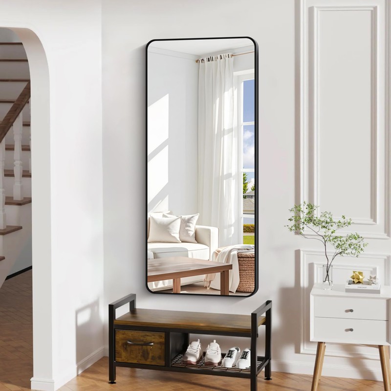 DESBING 24" x 55"Bathroom Mirror, Matte Black Wall Mirror with