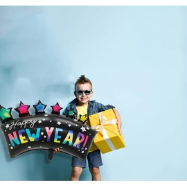 Happy New Year Balloons Set of 3 Rainbow Balloons New Year Banner Letter Balloons New Year Balloons Theme Party Supplies Christmas Decoration New Year Party Decorations