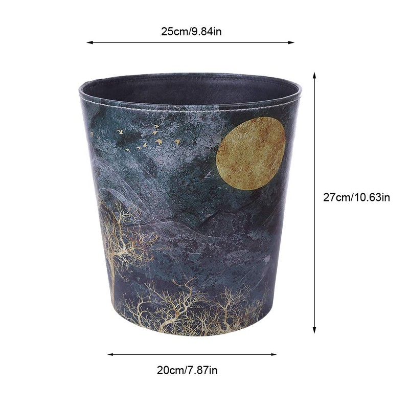 Scakbyer Trash Can, 10L/2.64 Gallon PU Leather Wastebasket, Decorative Waterproof