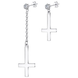 Upside Down Cross Gothic Earrings Satanic Jewelry Dangling Dangle Asymmetrical Earrings for Men