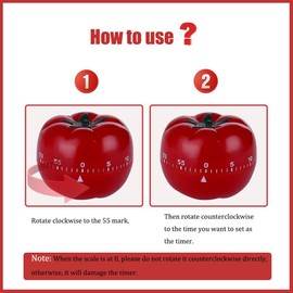 Tomato Manual Mechanical Timer, Kitchen Timer for Cooking Study Learning Gym Baking Countdown Clock Red