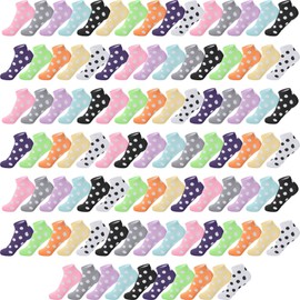 Handepo 100 Pair Low Cut Ankle Socks for Women Athletic Bulk Socks for Running Casual Outdoor Activities(Big Dot Style)