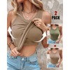 CHICME 2-Pack Womens Shelf Bra Tops Sleeveless Shirts Rib-Knit Tops