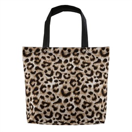 Leopard Print Reusable Shopping Bag Women Foldable Grocery Tote Bag Lightweight Shoulder Bags for Gym, Travel, Work