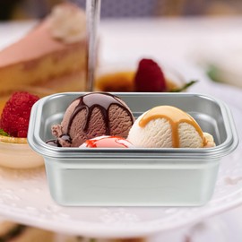 DOITOOL 2 Pack Reusable Ice Cream Storage Containers for Freezer with Lids Stainless Steel Freezer Box Ice Cream Tub