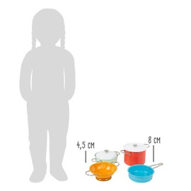 Small Foot Metal Cookware Set with Accessories for Play Kitchen, Role Toy for Children Aged 3 and up, Multi-Colour