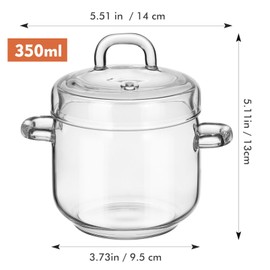 Thickened Glass Pot Clear Pots for Cooking Microwave Safe Cooking Pot for Soup Pasta Noodle Milk Food Glass Simmer Pot Glass Glassware with Lid 350ml